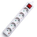 Duitse 5-voudige stekkerdoos zonder kabel en met schakelaar wit