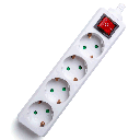 Duitse 4-voudige stekkerdoos zonder kabel en met schakelaar wit