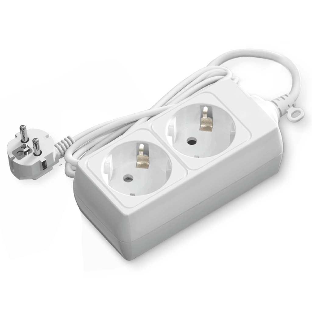 [B20103MNX] Aigostar Duitse 2-voudige stekkerdoos zonder schakelaar 3M 3G1 5mm² wit
