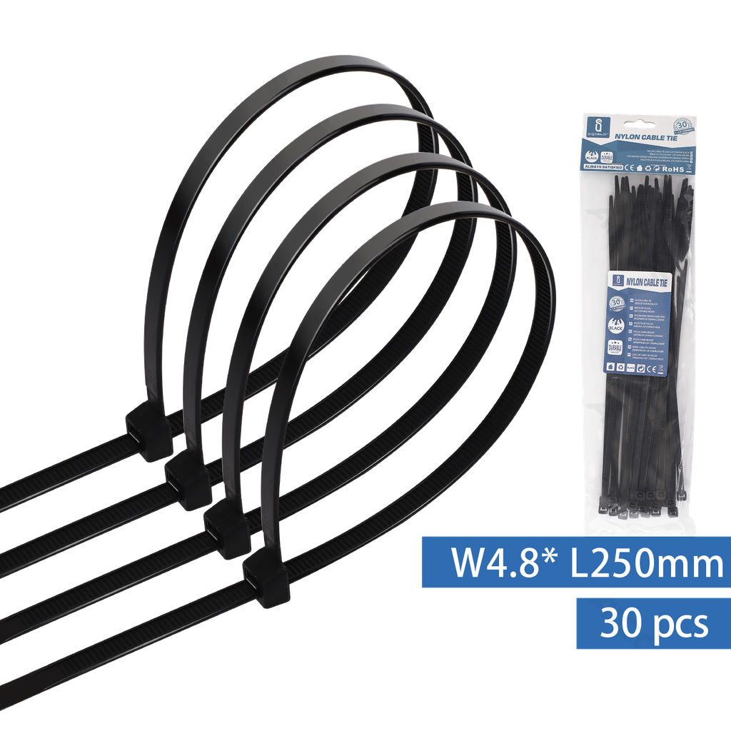 [B20104LSD] Nylon Kabelbinders (30st) W4.8*L250mm Zwart