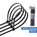 Nylon Kabelbinders (30st) W4.8*L250mm Zwart