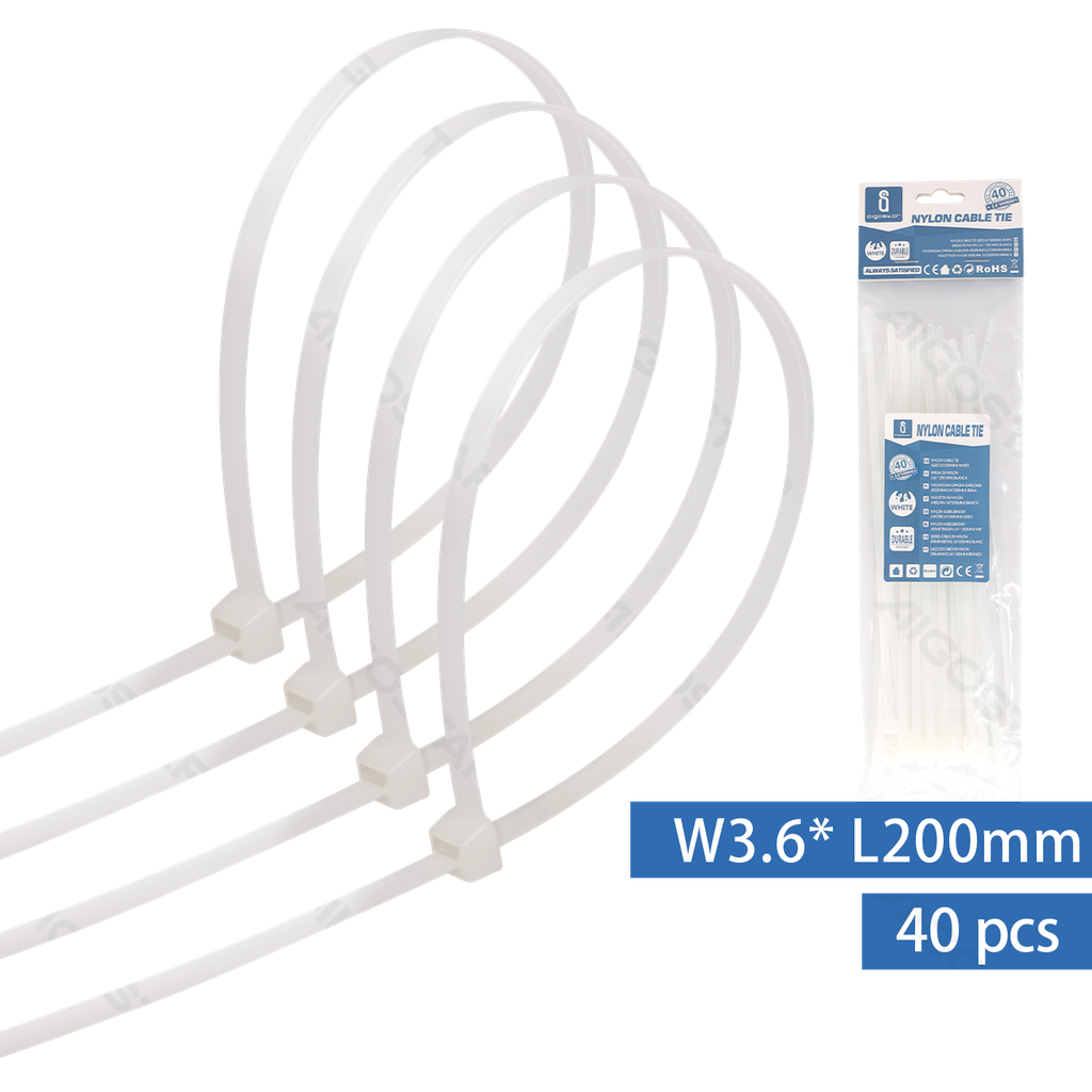 Nylon Kabelbinder(40Stück)W3.6*L200mm Weiß