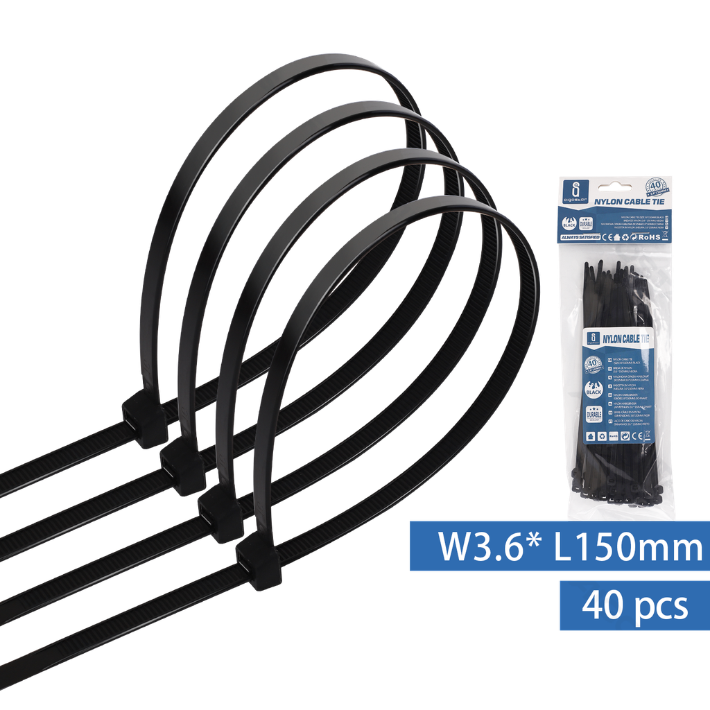 [B20104LRU] Nylon Kabelbinders (40st) W3.6*L150mm Zwart