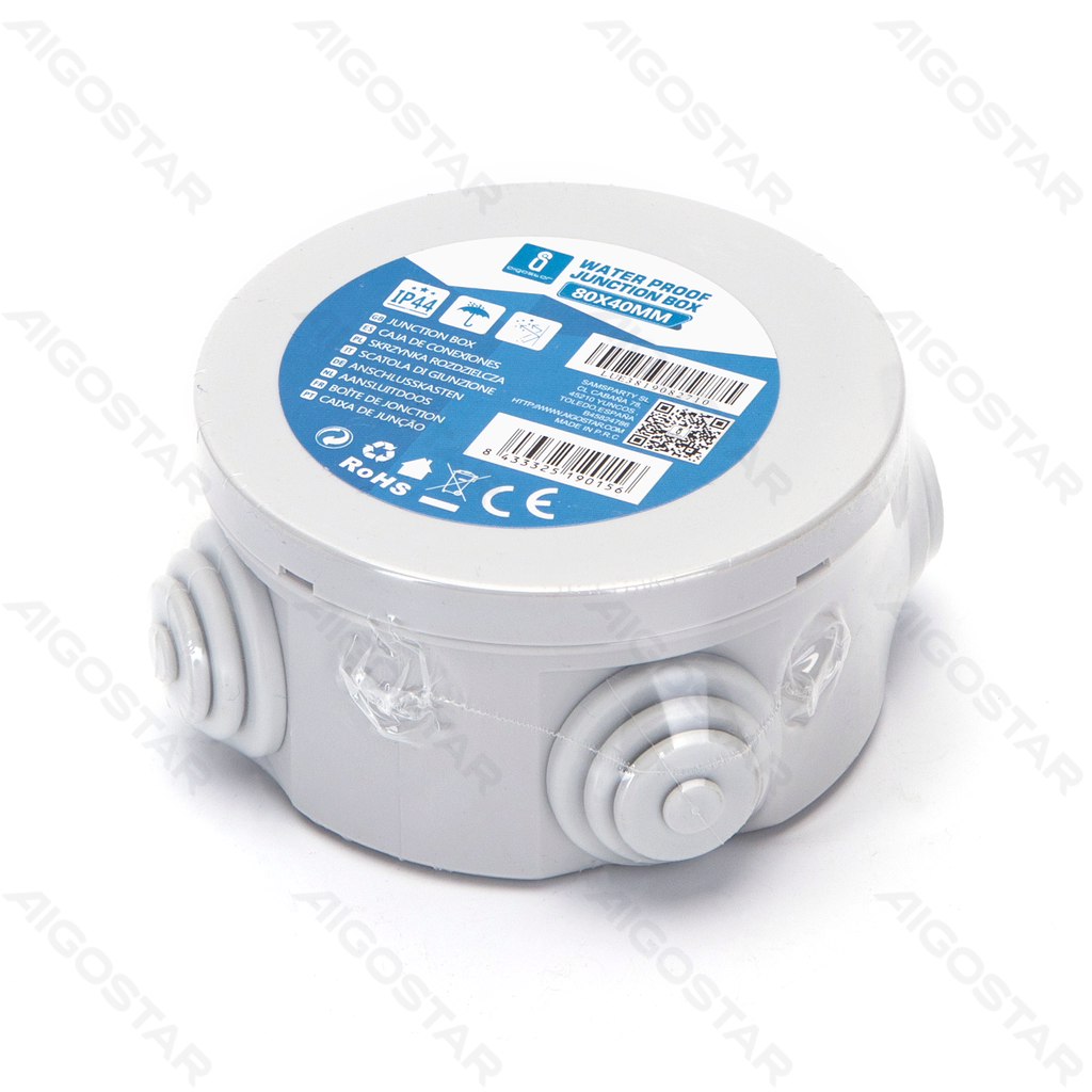 [B20104LUE] Waterproof Junction Box Round (Size:80*40mm) IP44 Gray