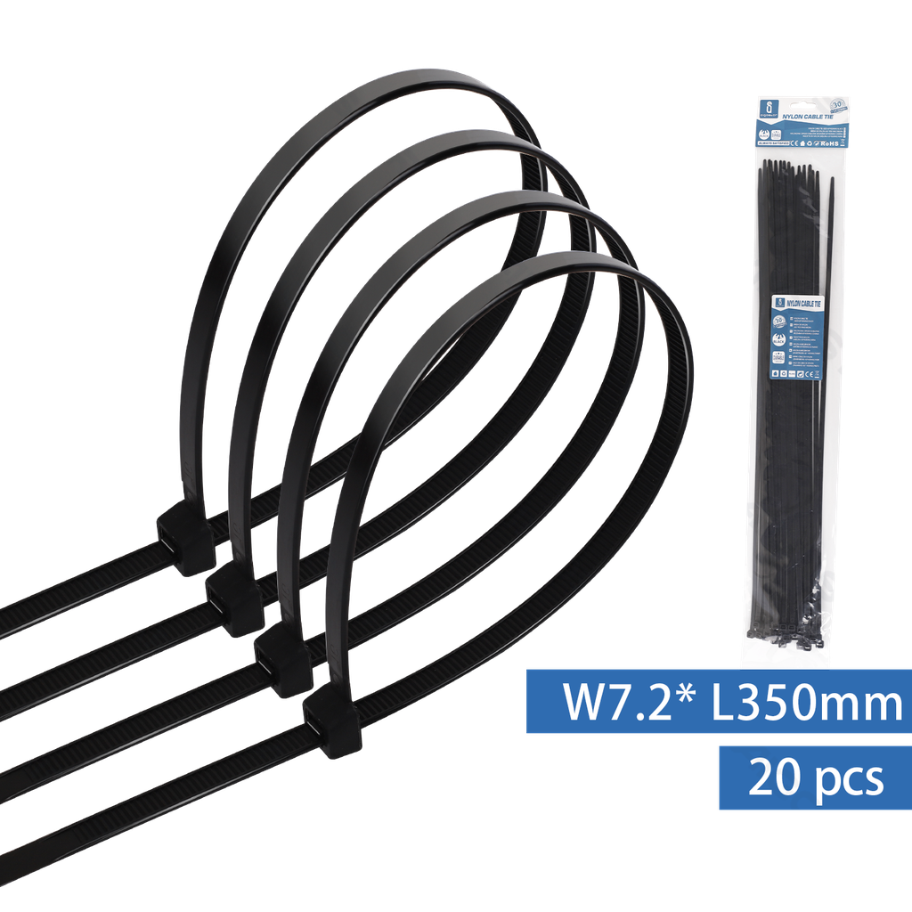 Nylon Kabelbinders (20st) W7.2*L350mm Zwart