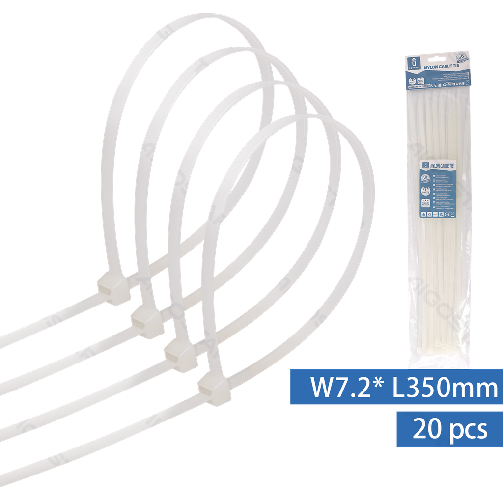 Nylon Kabelbinders (20st) W7.2*L350mm Wit