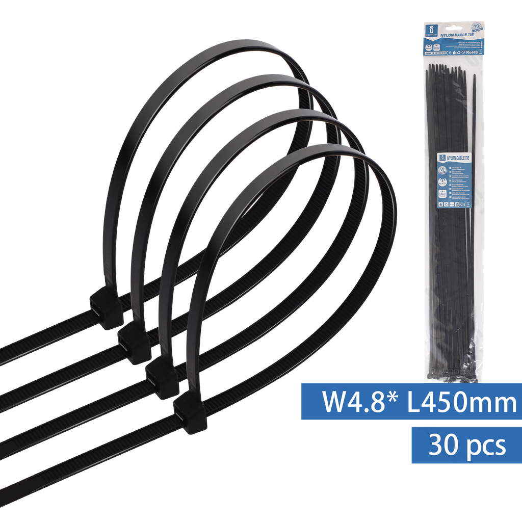 [B20104LSJ] Nylon Kabelbinders (30st) W4.8*L450mm Zwart