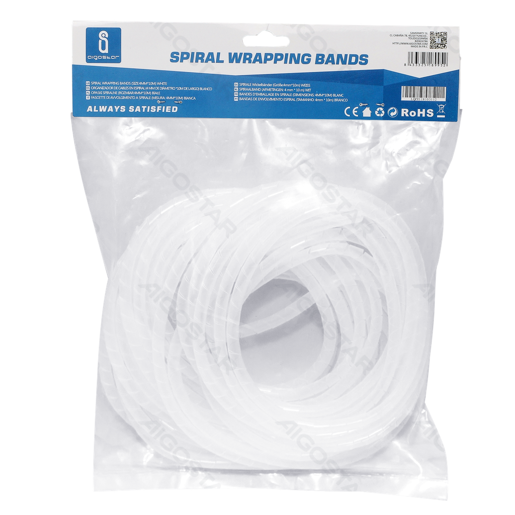 [B20104LRB] Spiraalwikkelbanden 6mm*10m Wit