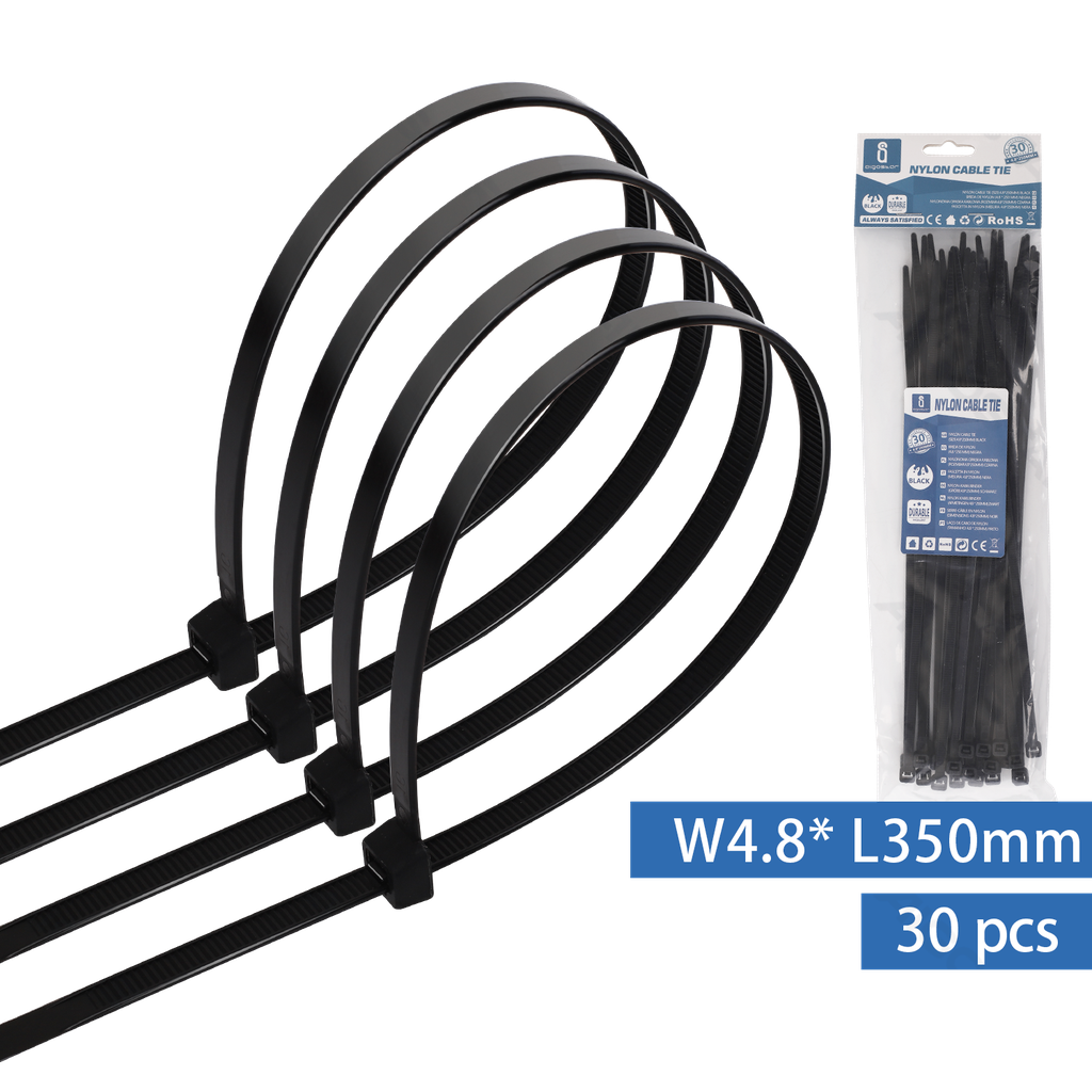 [B20104LSG] Nylon Kabelbinders (30st) W4.8*L350mm Zwart