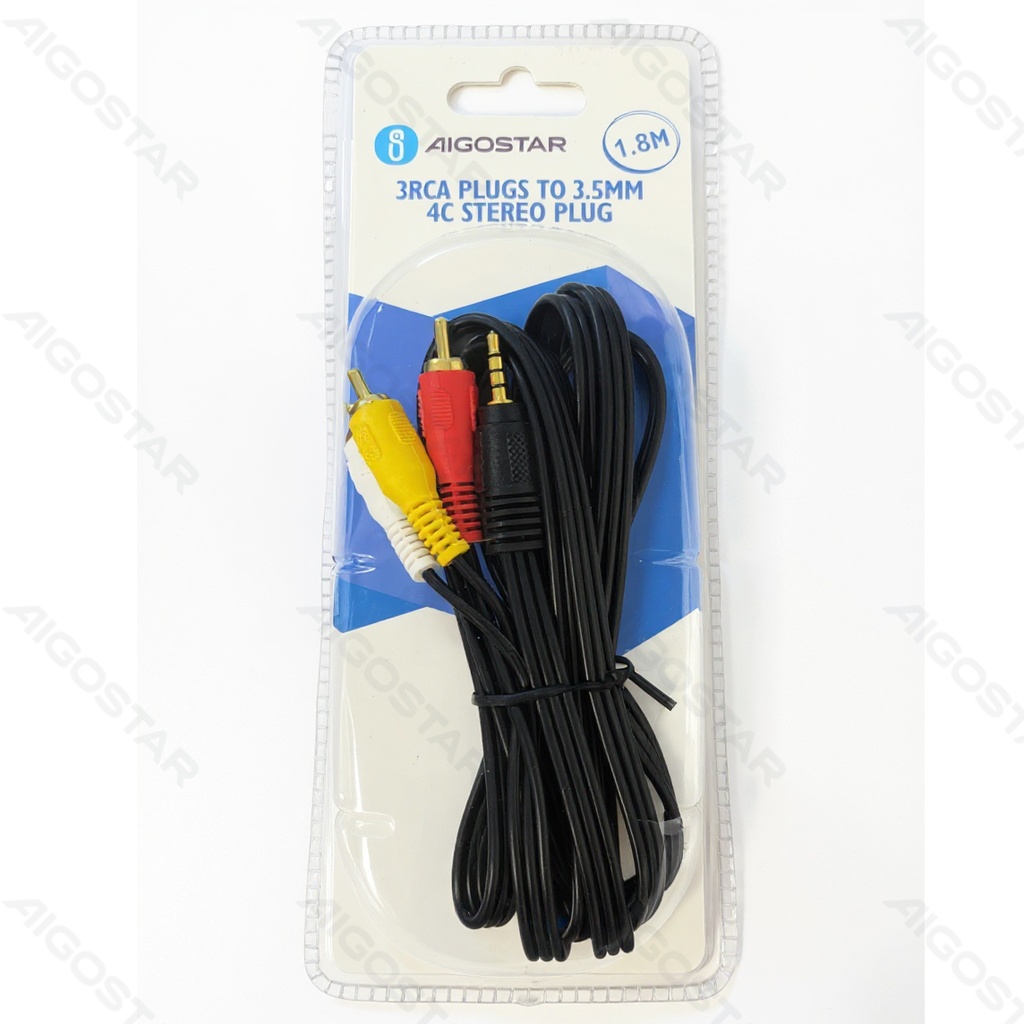Aigostar Audiokabel 3x RCA 1.8m Zwart