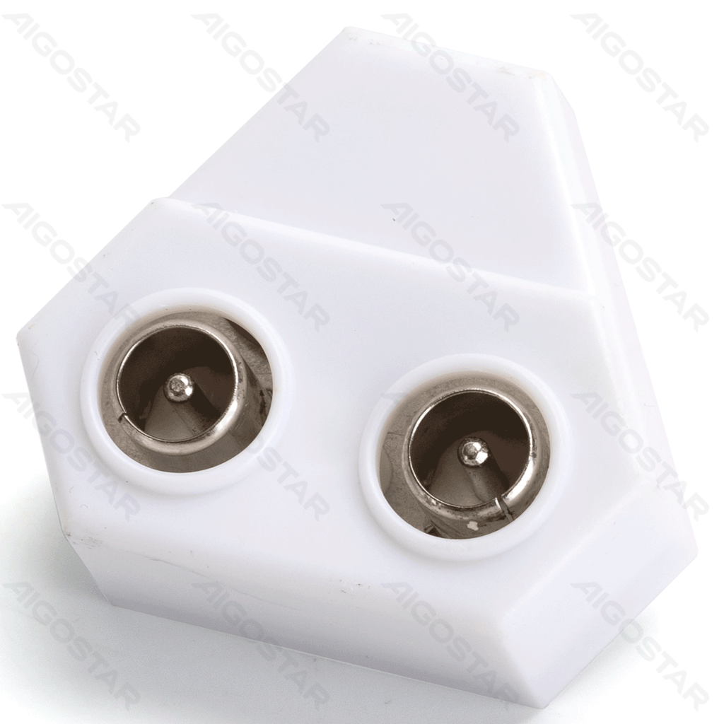 [B20104KFN] Connector 9.5mm TV JACK NAAR 2*9.5mm TV pluggen Wit