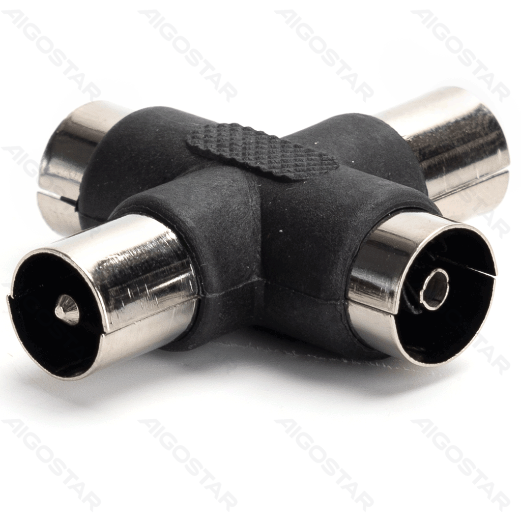 Aigostar TV Connector 2*9,5mm TV Pluggen naar 2*9,5mm TV Jacks zwart