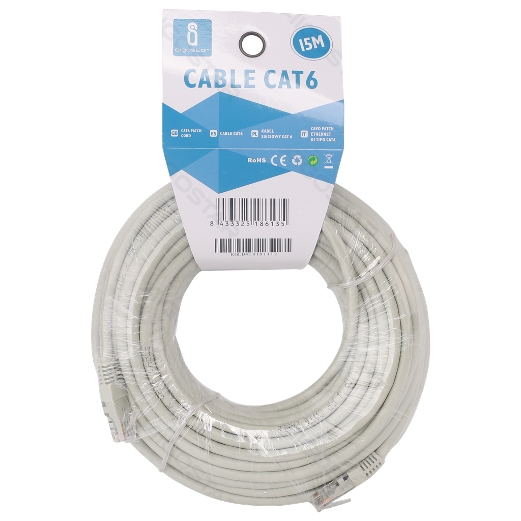 [B20104KGL] Câble réseau CAT6 15m Gris