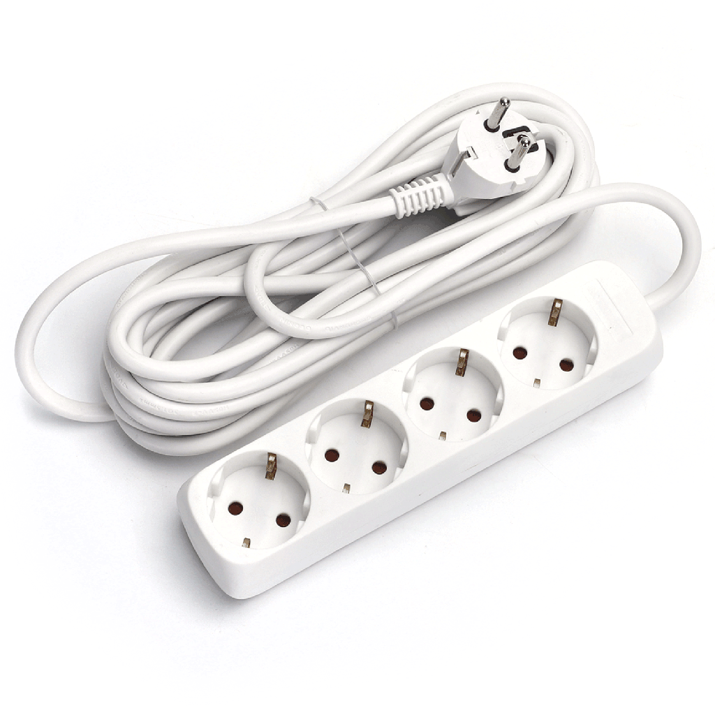 [B20103HJG] Duitse 4-voudige stekkerdoos zonder schakelaar 1 5M 3G1 5mm² wit