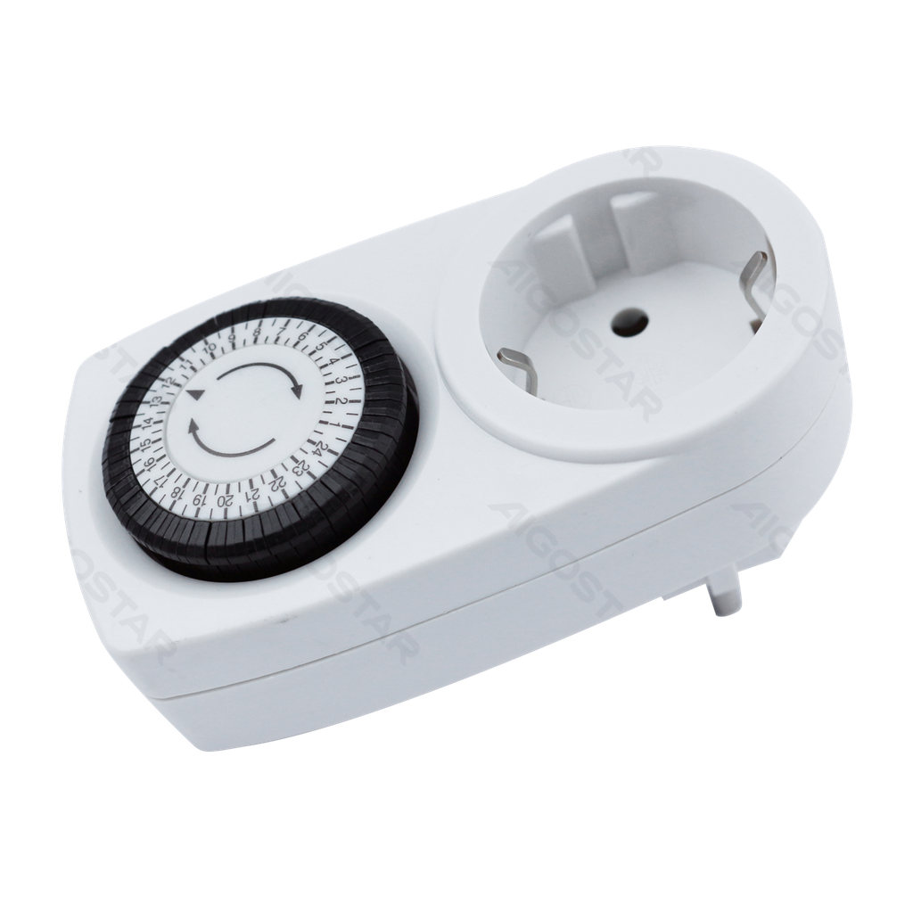 [B20102FQO] Prise Minuterie Mécanique Allemande 24 Heures 16A Mini Blanc
