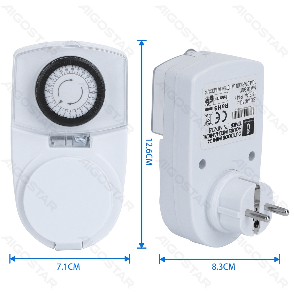 [B20102FQP] Aigostar Duitse 24 Uur Mechanische Tijdschakelaar Wit