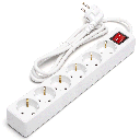 Multiprise 6 Prises Allemandes avec Interrupteur 1.5M 3G1.5mm² Blanc