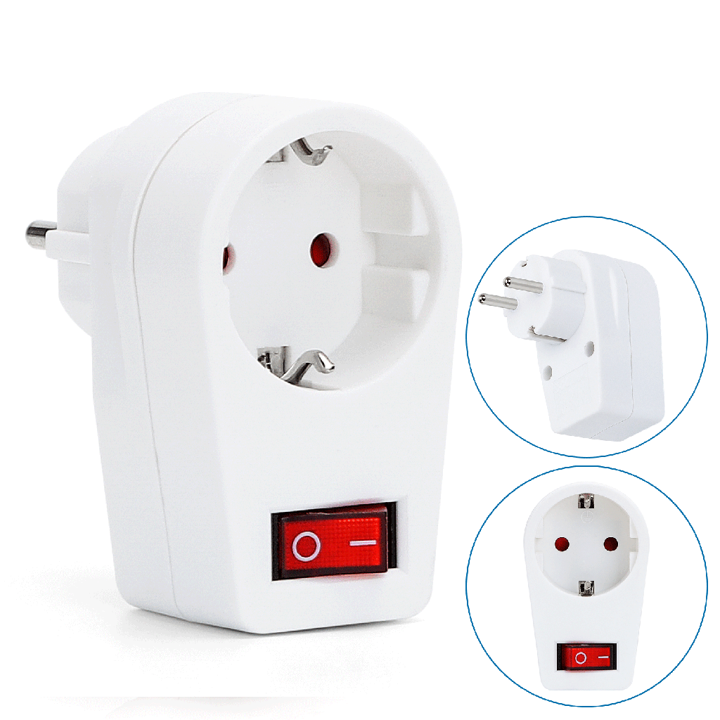 [B20102FLN] Duitse doorvoerstekker met schakelaar 16A wit