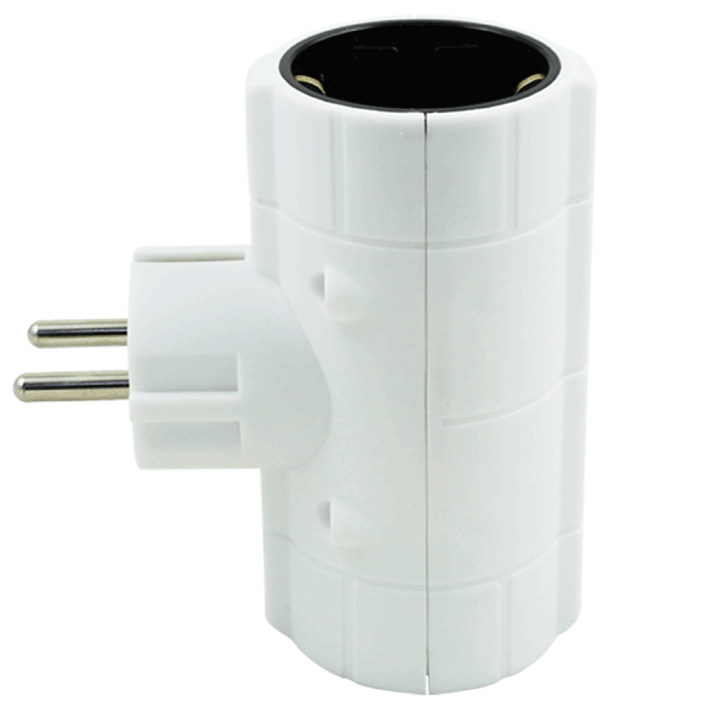 Duitse dubbele doorvoerstekker 16A wit