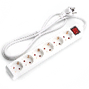 Duitse 6-voudige stekkerdoos met schakelaar 1 5M 3G1 0mm² wit