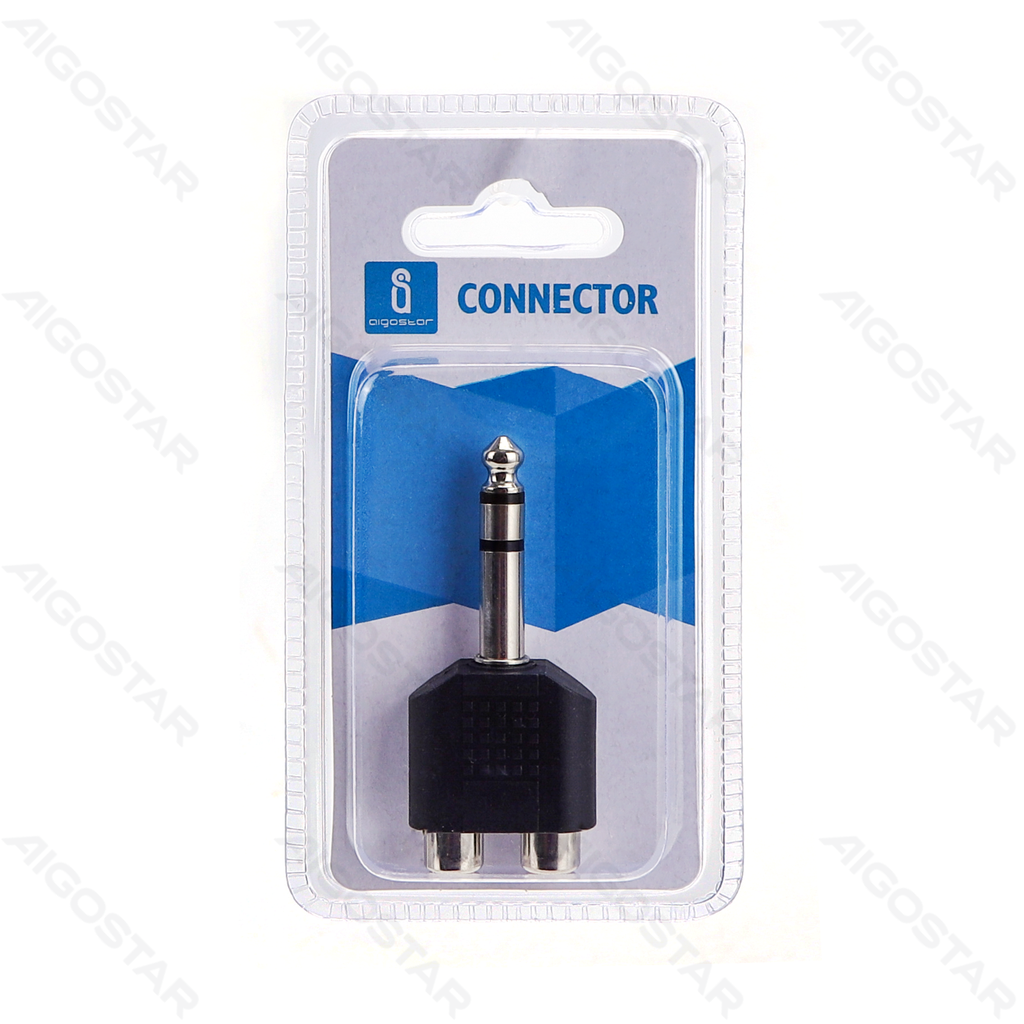 Aigostar Audio/Video Connector 6.35 Man naar 2*RCA Vrouw Zwart
