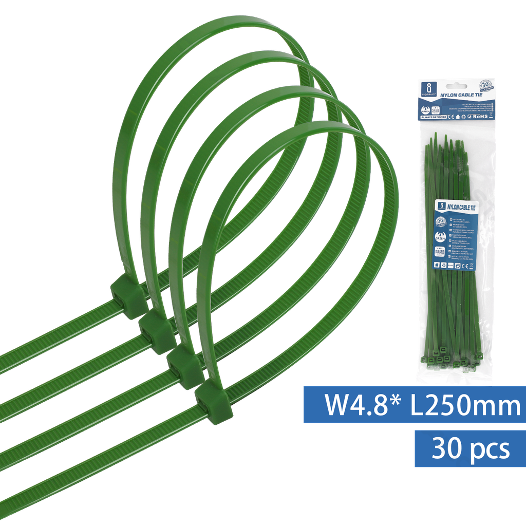Nylon Kabelbinders (30st) W4.8*L250mm Groen
