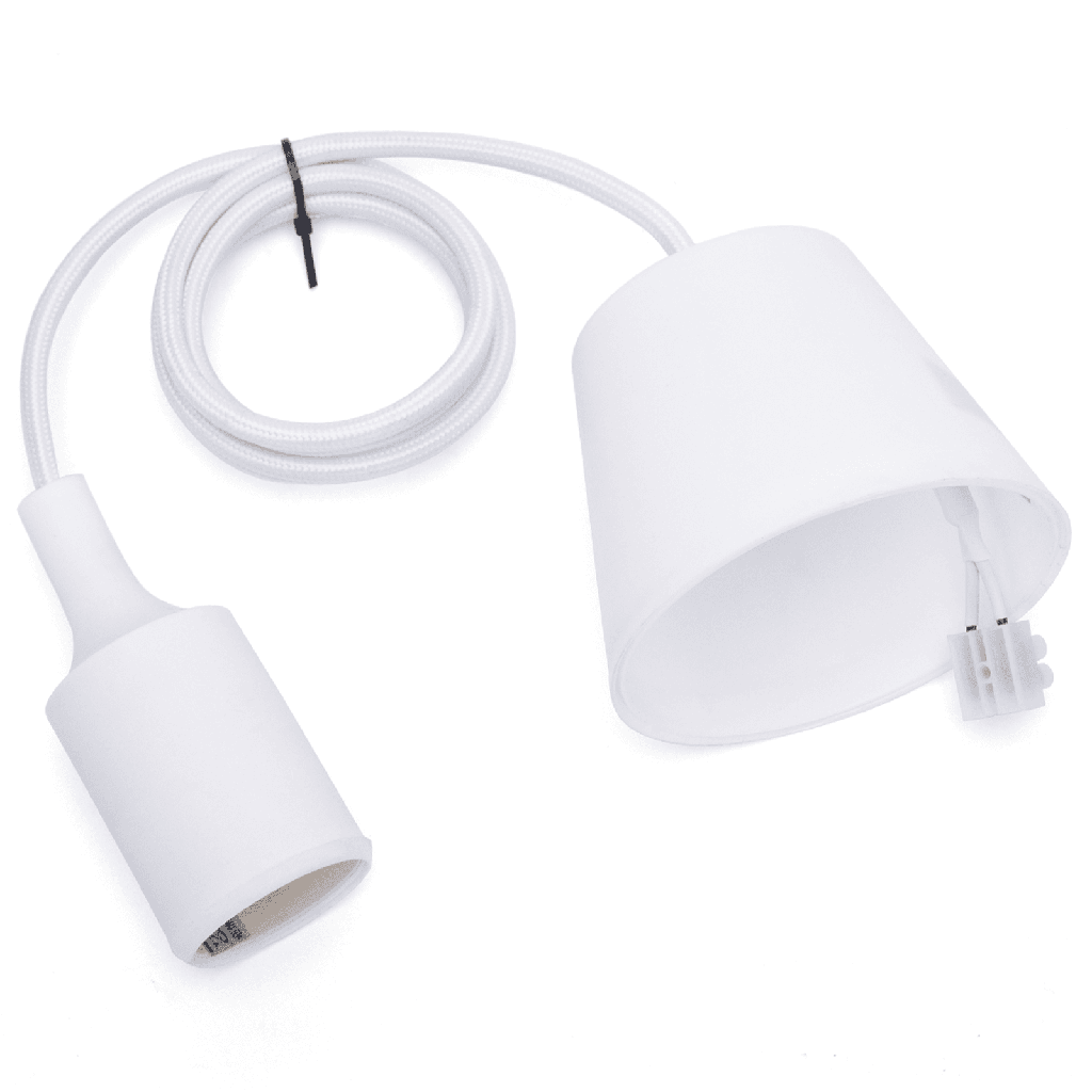 E27 Plastic Lamp Holder 2X0.75mm² 1M White