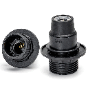 E14 plastic self-locking lamp holder, half-thread, black