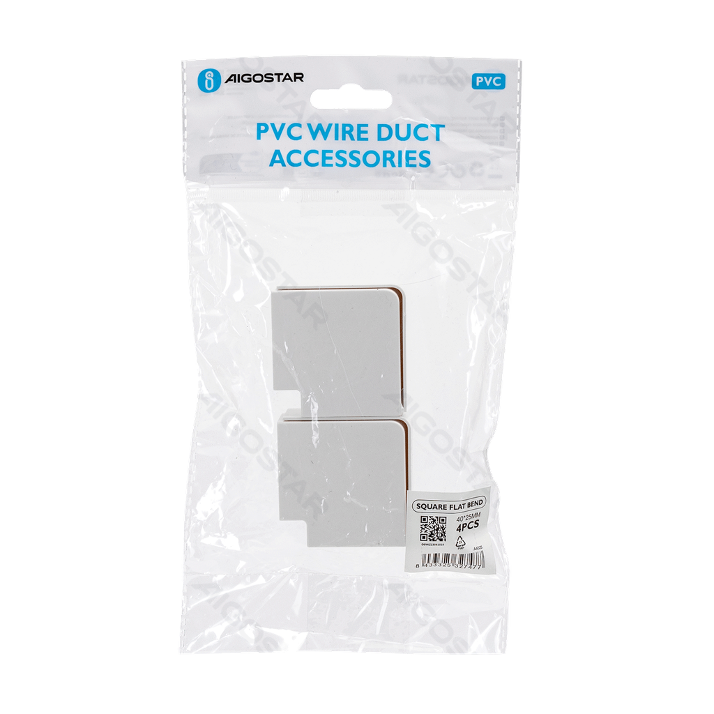 Aigostar PVC Vierkante Kabelgoot Platte Bocht Wit 40*25mm 4st