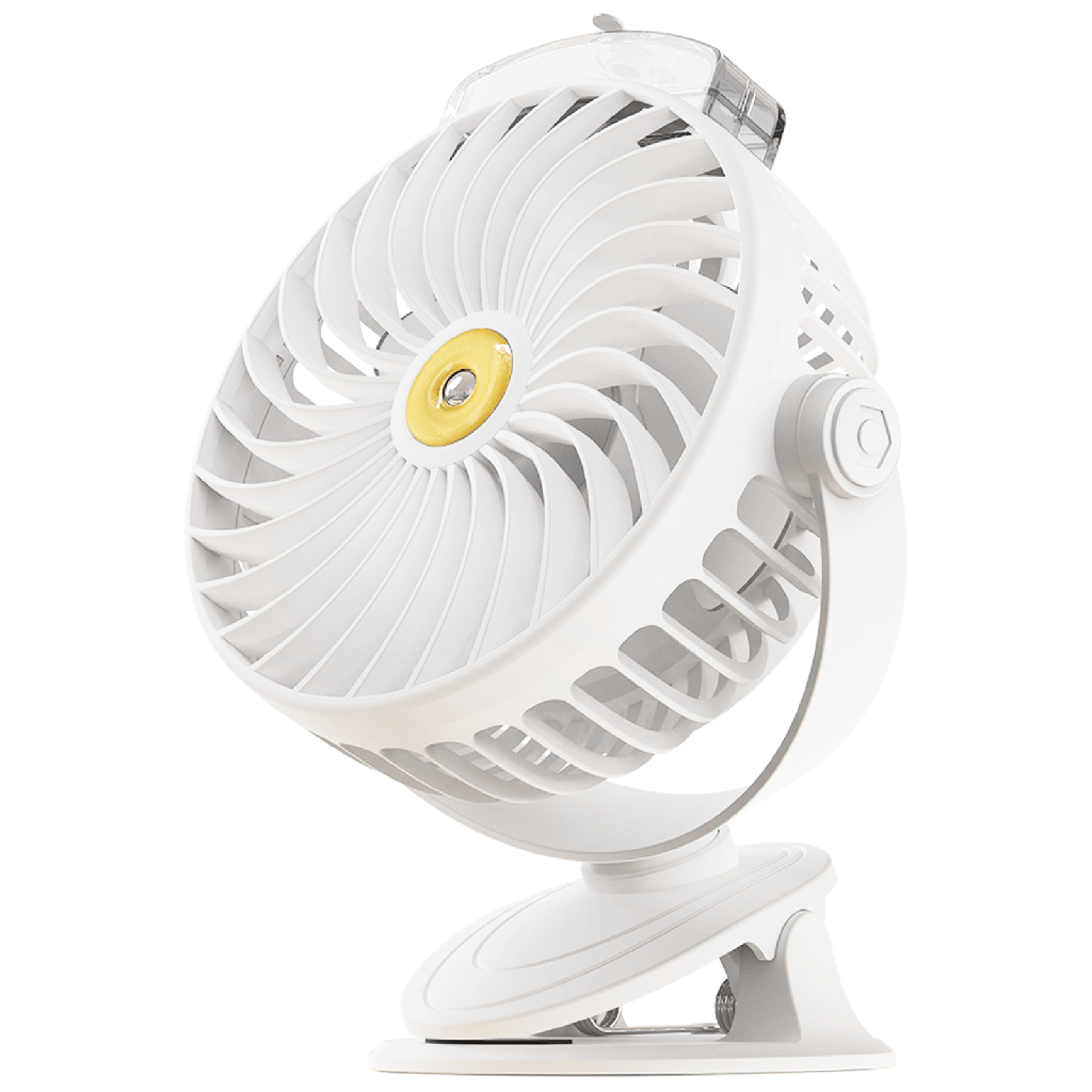Draagbare ventilator met klem 6 inch 3 bladen 5 snelheden 2400 mAh wit