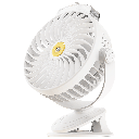 Tragbarer Clip on Fan 6 Zoll, 3 Flügel, 5 Geschwindigkeitsstufen, 2400mAh, Weiß