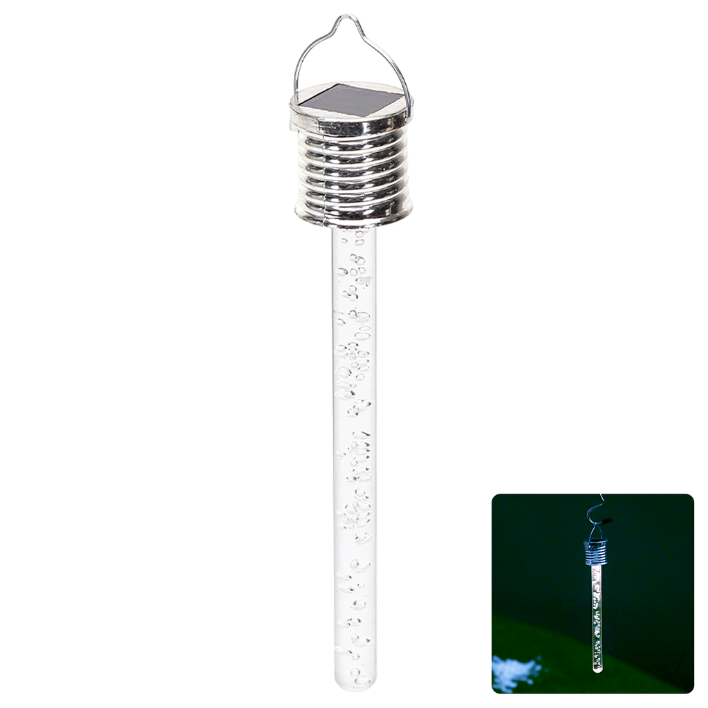 LED Solar Ambient Lawn Light Stainless Steel Bubble Stick Pendant 6500K