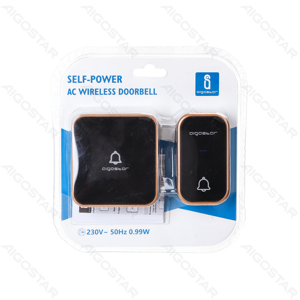 [B20105YCJ] Self-power AC Wireless Doorbell Black & Golden