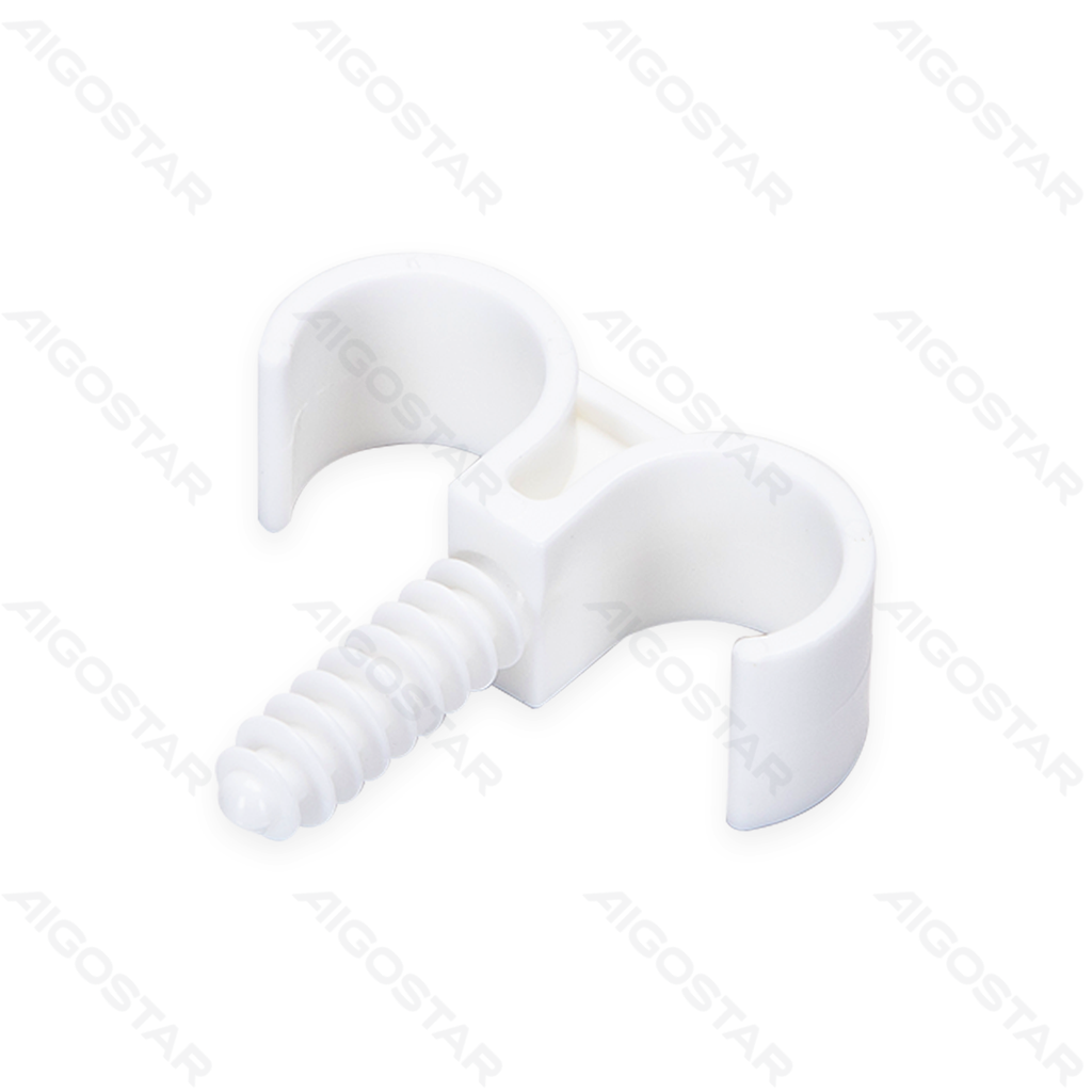 [B20104P6I] Double-hook PVC pipe clamp with expansion screw, Φ 20mm