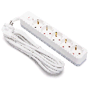 Aigostar L-serie Duitse 5-voudige stekkerdoos met schakelaar 3M 3G1,5mm² wit en grijs