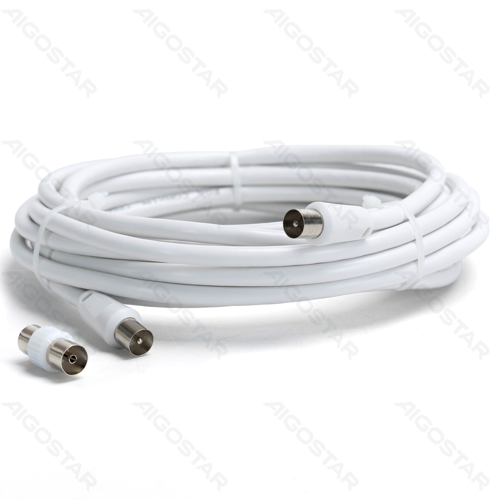 Aigostar RG6U TV-kabel met male-to-male connectoren en accessoires 5m