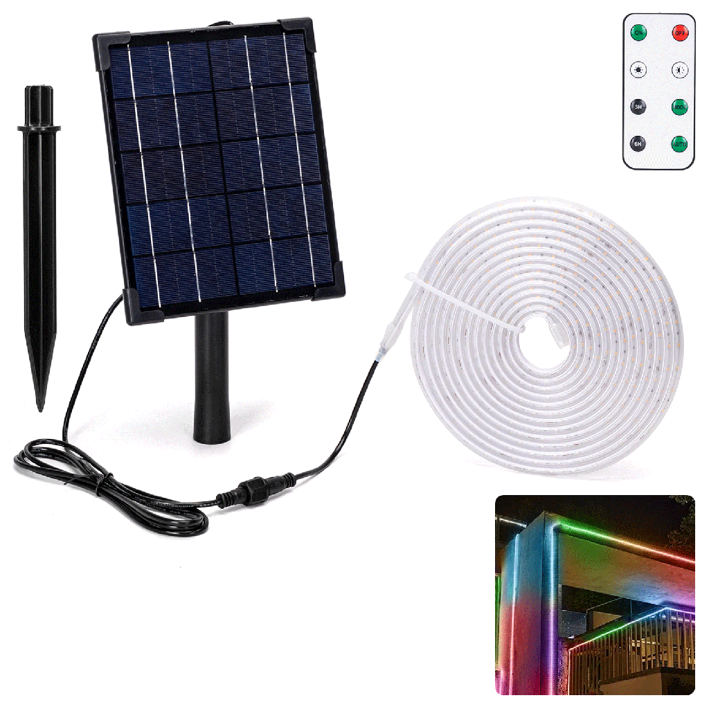[B10201NY9] Bande Lumineuse Solaire LED 2+5m RVB 50W