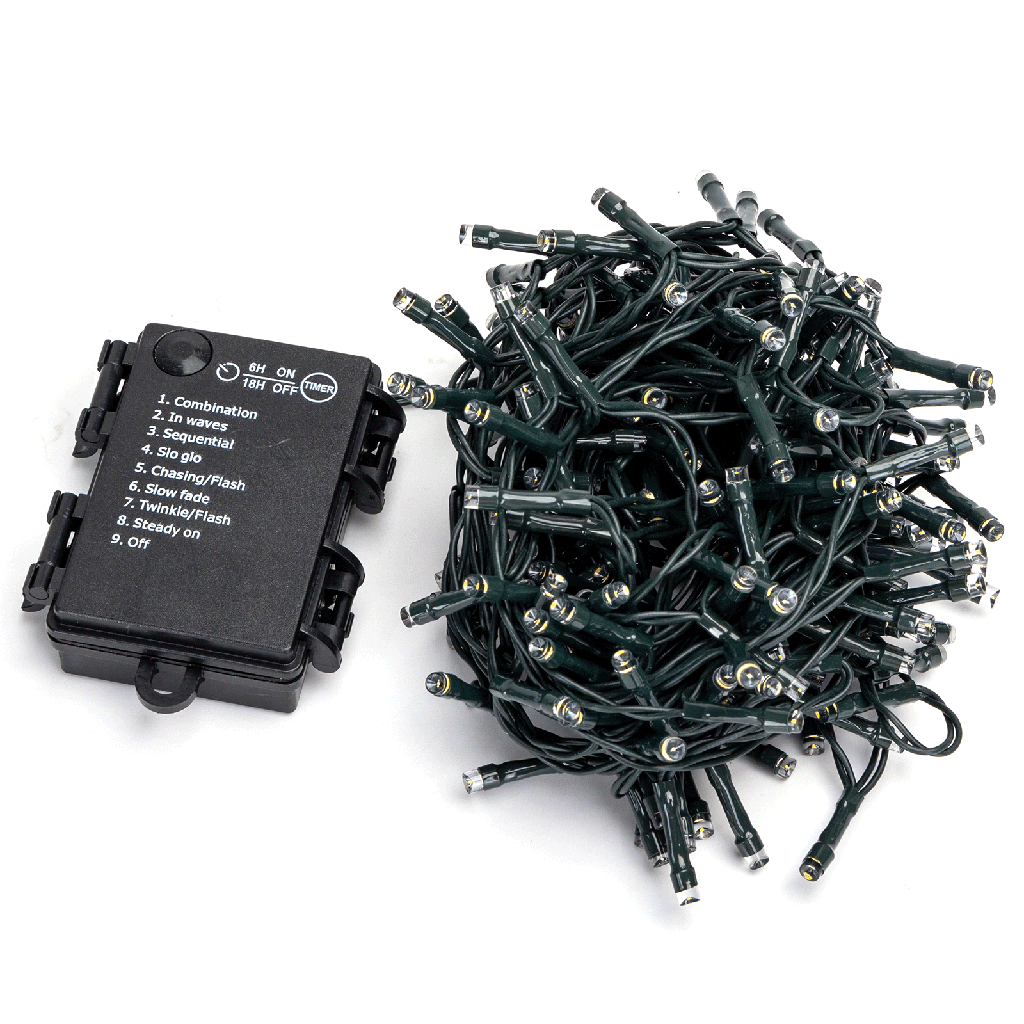 [B10303K2N] 3AA-Batterie-Lichterkette flach, Kaltes Weißt, 10m ,IP44, Innenbereich&Außenbereich