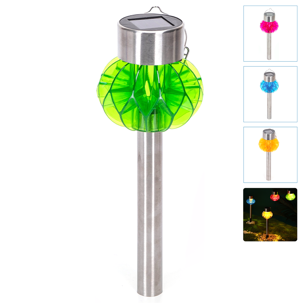 [B10201NM1] Lampe Solaire LED d'Ambiance en Acier Inoxydable Fleurs Couleurs Mélangées