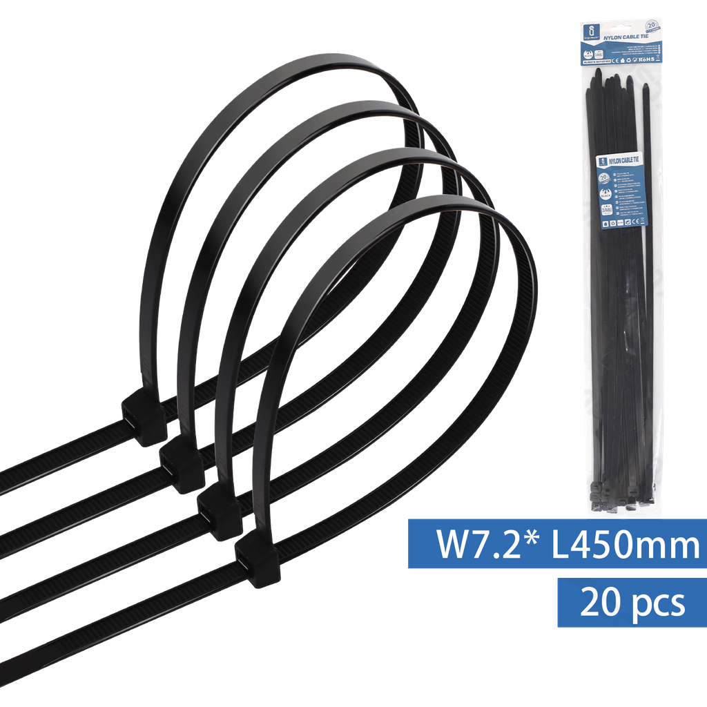 [B20104LSP] Nylon Kabelbinders (20st) W7.2*L450mm Zwart