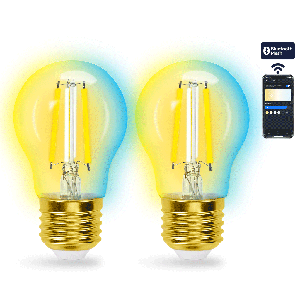 [S10301NW2] Intelligente Bluetooth-Mesh-Glühbirne G45 4.5W CCT 2Stk. ,mit Fernbedienung