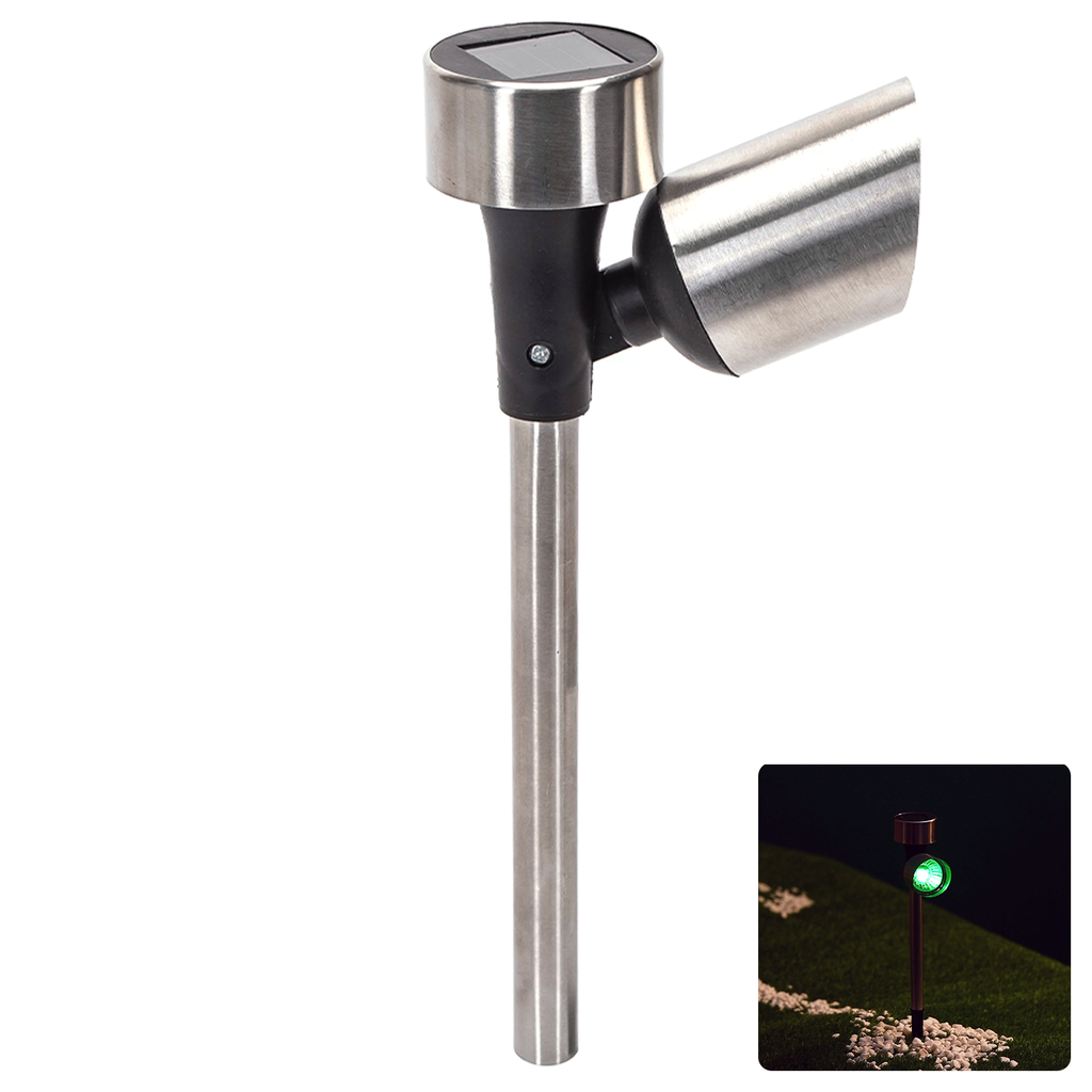 [B10201NN4] LED Solar Sfeervolle Gazonverlichting RVS Spotlight RGB