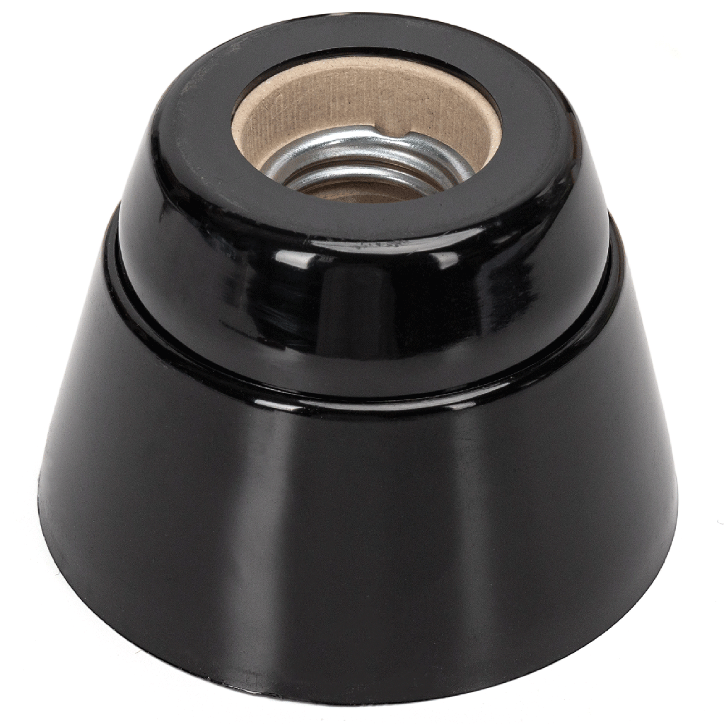 E27 Ceramic Lamp Holder Black