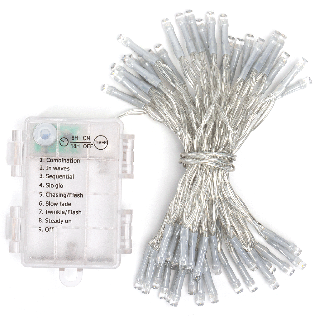 Platte lichtstrook met 3AA-batterij Koud wit 5m IP44 Binnen/Buiten