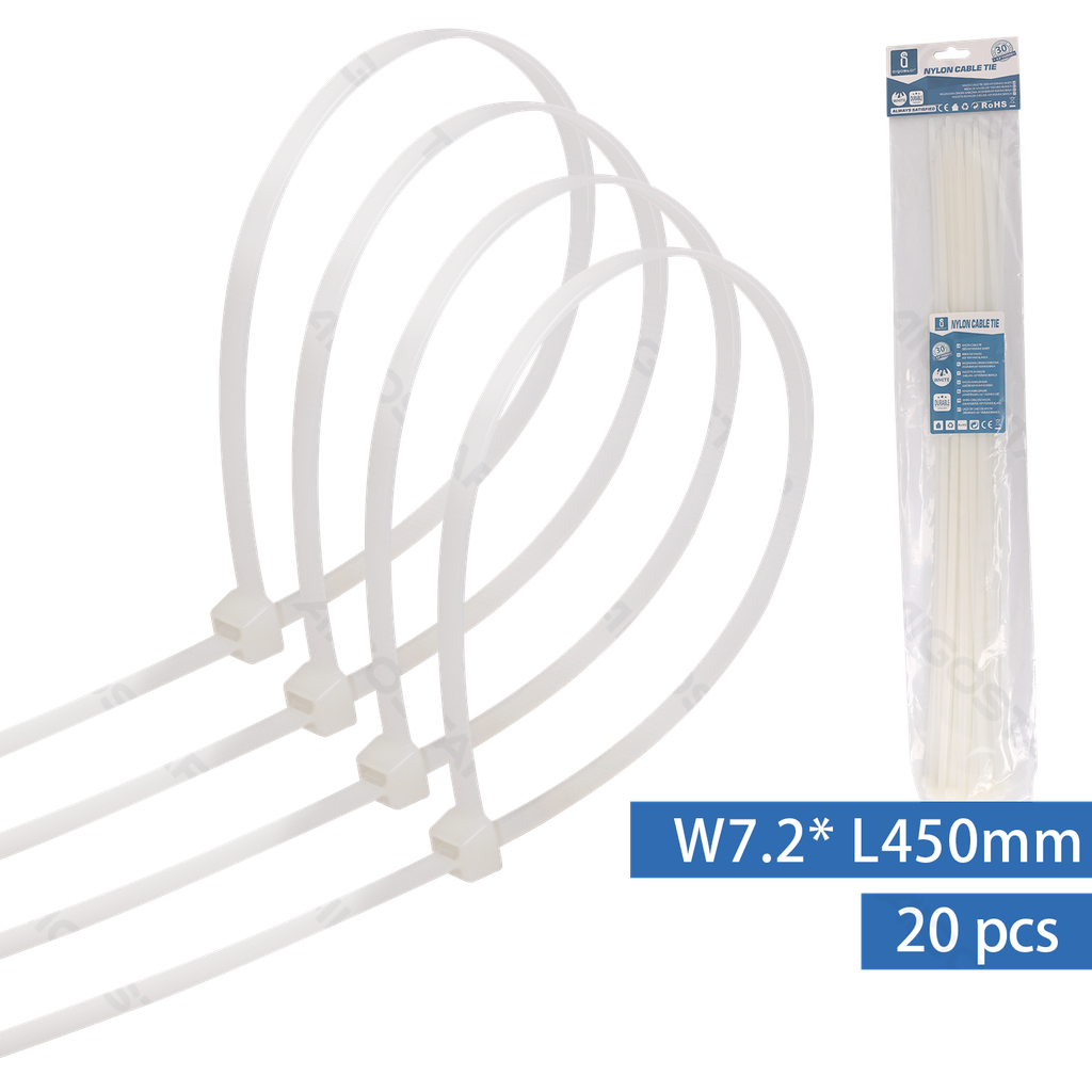 [B20104LSO] Nylon kabelbinders20st)B7.2*L450mm Wit
