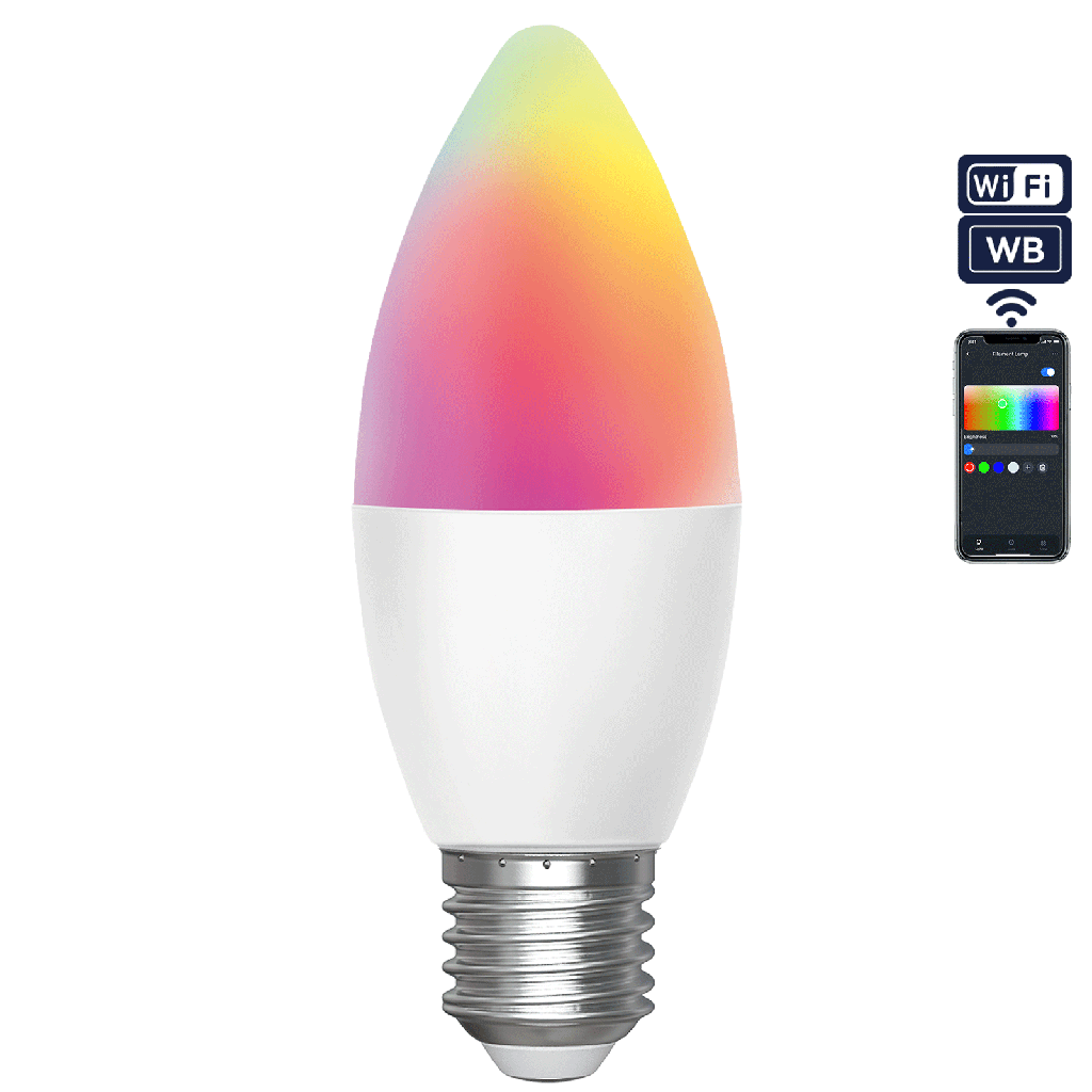 WB Ampoules intelligentes C37 E27,6.5W RGB+CCT