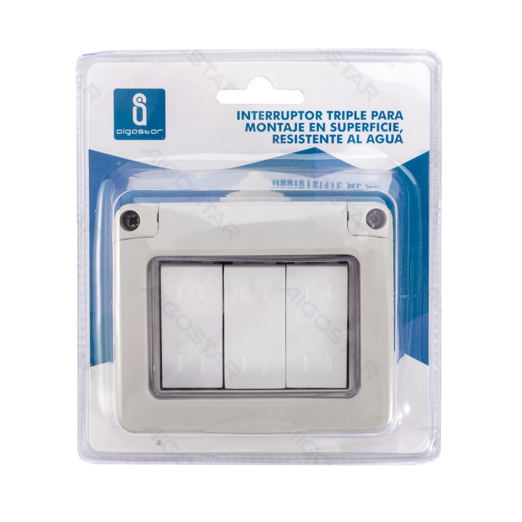 Interrupteur en saillie triple 1 voie étanche gris