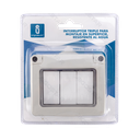 Opbouw waterdichte drievoudige schakelaar 1 lichtpunt grijs