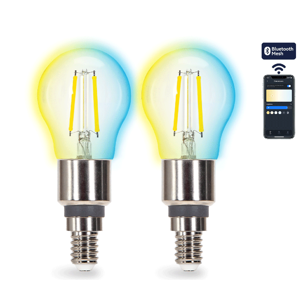 [S10301NW5] Intelligente Bluetooth-Mesh-Glühbirne G45 4.5W CCT 2Stk. ,mit Fernbedienung