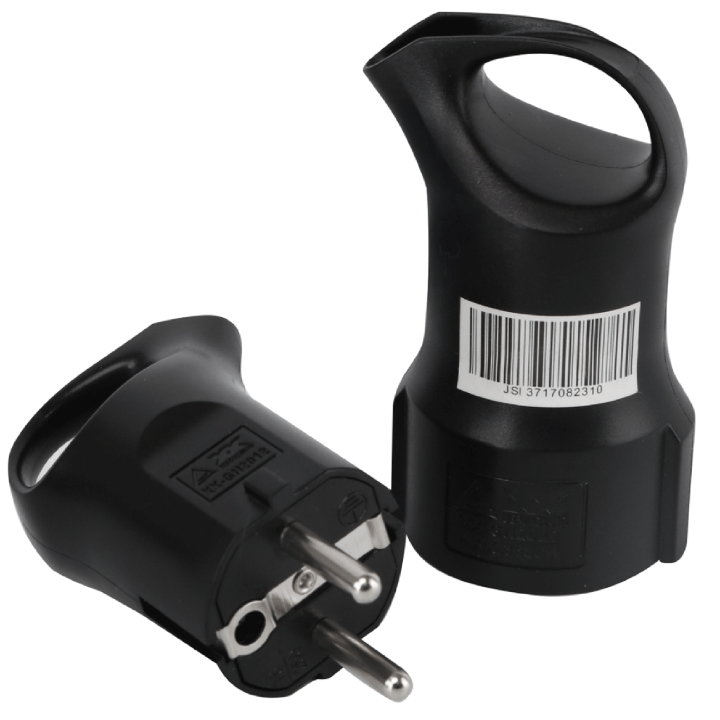 [B20103PU2] Deutscher Stecker & Steckdosen-Satz 16A Schwarz